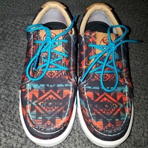 Twisted X Women's HOOey Loper Midnight Aztec Fabric Lace Up Shoe size 6.5